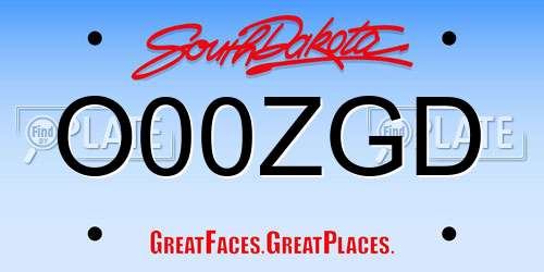 O00ZGD South Dakota License Plate
