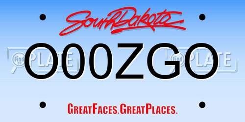 O00ZGO South Dakota License Plate