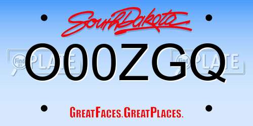O00ZGQ South Dakota License Plate