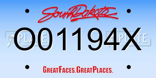 O01194X South Dakota License Plate