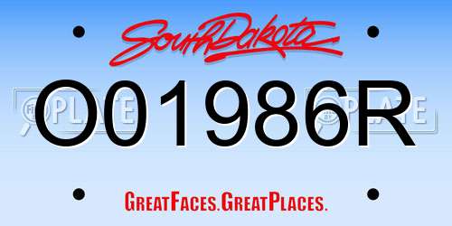 O01986R South Dakota License Plate