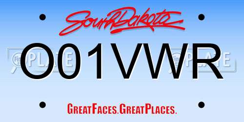 O01VWR South Dakota License Plate