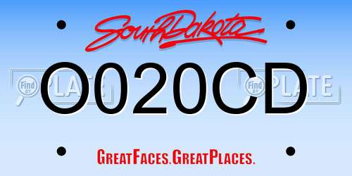 O020CD South Dakota License Plate