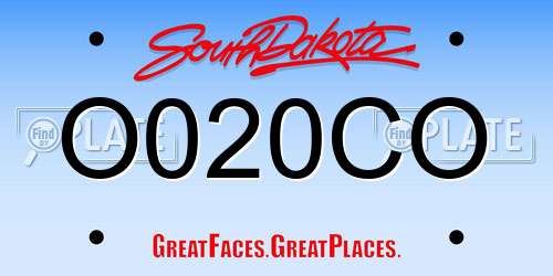 O020CO South Dakota License Plate