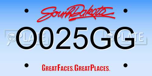 O025GG South Dakota License Plate