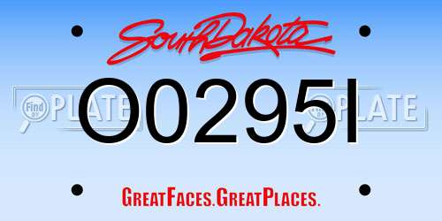 O0295I South Dakota License Plate
