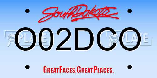 O02DCO South Dakota License Plate