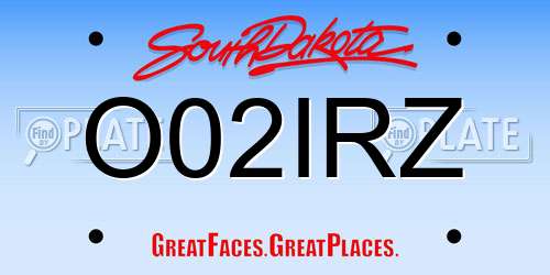 O02IRZ South Dakota License Plate