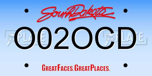 O02OCD South Dakota License Plate