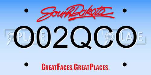 O02QCO South Dakota License Plate