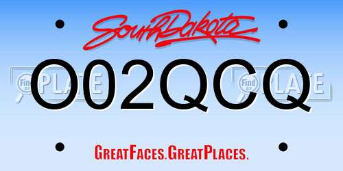O02QCQ South Dakota License Plate