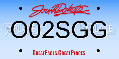 O02SGG South Dakota License Plate