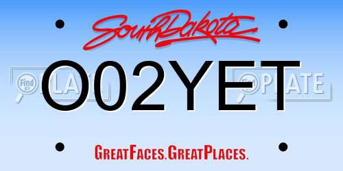 O02YET South Dakota License Plate