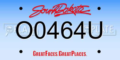 O0464U South Dakota License Plate