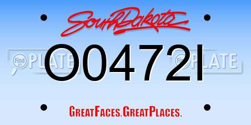 O0472I South Dakota License Plate