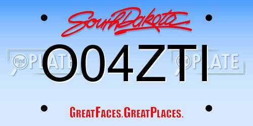 O04ZTI South Dakota License Plate
