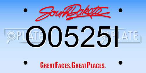 O0525I South Dakota License Plate