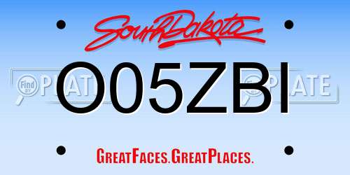 O05ZBI South Dakota License Plate