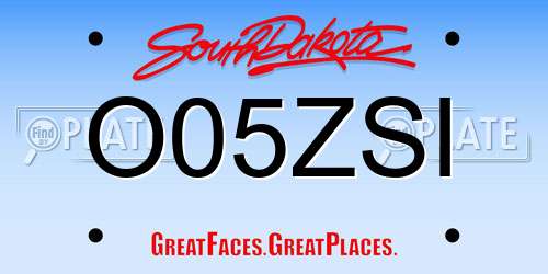 O05ZSI South Dakota License Plate