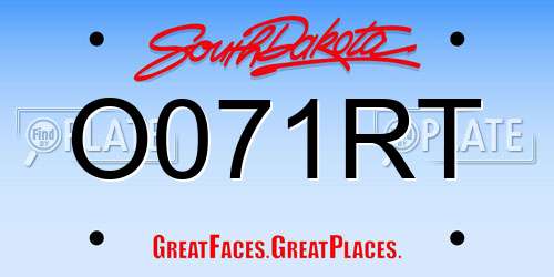 O071RT South Dakota License Plate