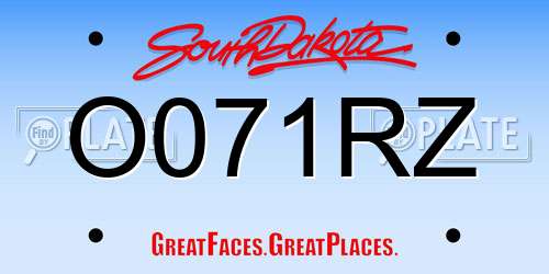 O071RZ South Dakota License Plate