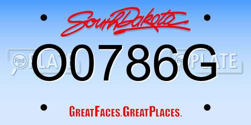O0786G South Dakota License Plate