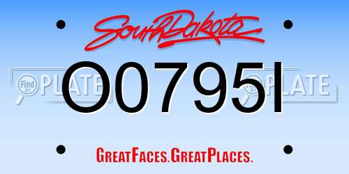 O0795I South Dakota License Plate