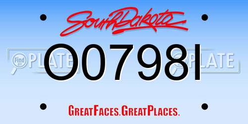 O0798I South Dakota License Plate