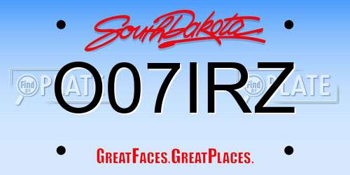 O07IRZ South Dakota License Plate