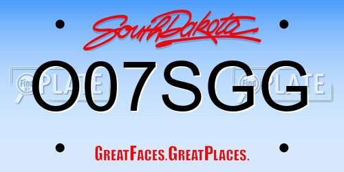 O07SGG South Dakota License Plate