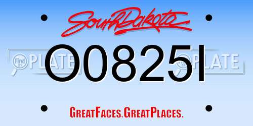 O0825I South Dakota License Plate