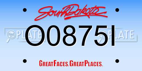 O0875I South Dakota License Plate