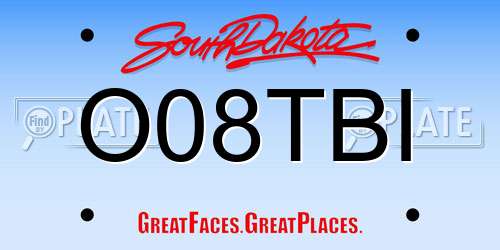 O08TBI South Dakota License Plate