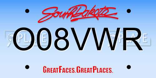 O08VWR South Dakota License Plate