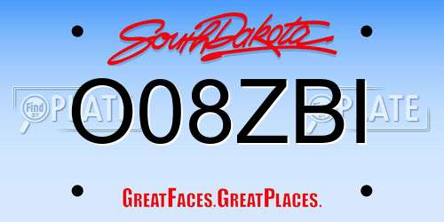 O08ZBI South Dakota License Plate