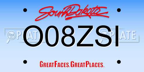 O08ZSI South Dakota License Plate