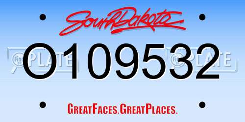 O109532 South Dakota License Plate