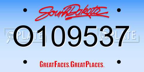 O109537 South Dakota License Plate