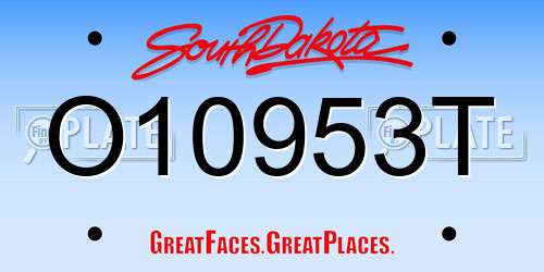 O10953T South Dakota License Plate