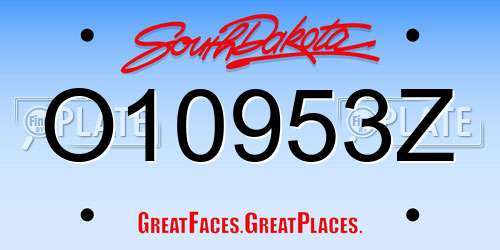 O10953Z South Dakota License Plate