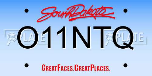 O11NTQ South Dakota License Plate