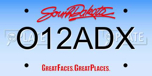 O12ADX South Dakota License Plate