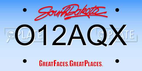 O12AQX South Dakota License Plate