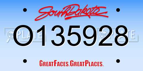 O135928 South Dakota License Plate