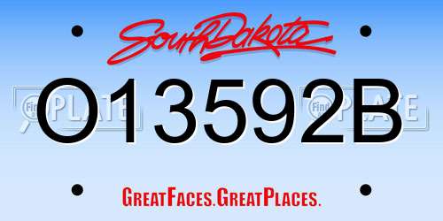 O13592B South Dakota License Plate