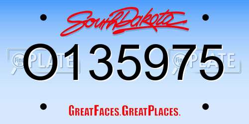 O135975 South Dakota License Plate