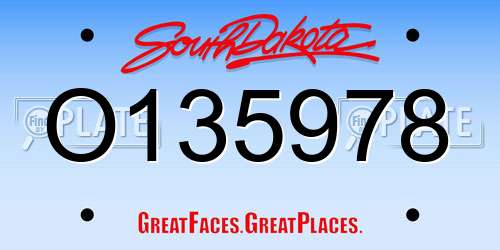 O135978 South Dakota License Plate