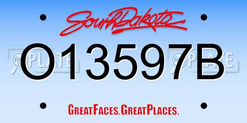 O13597B South Dakota License Plate