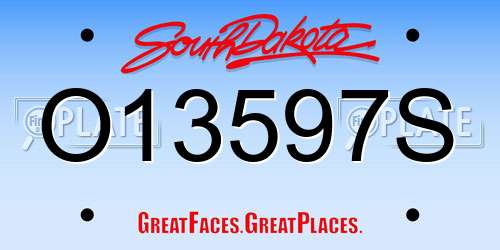 O13597S South Dakota License Plate