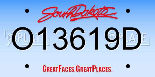 O13619D South Dakota License Plate